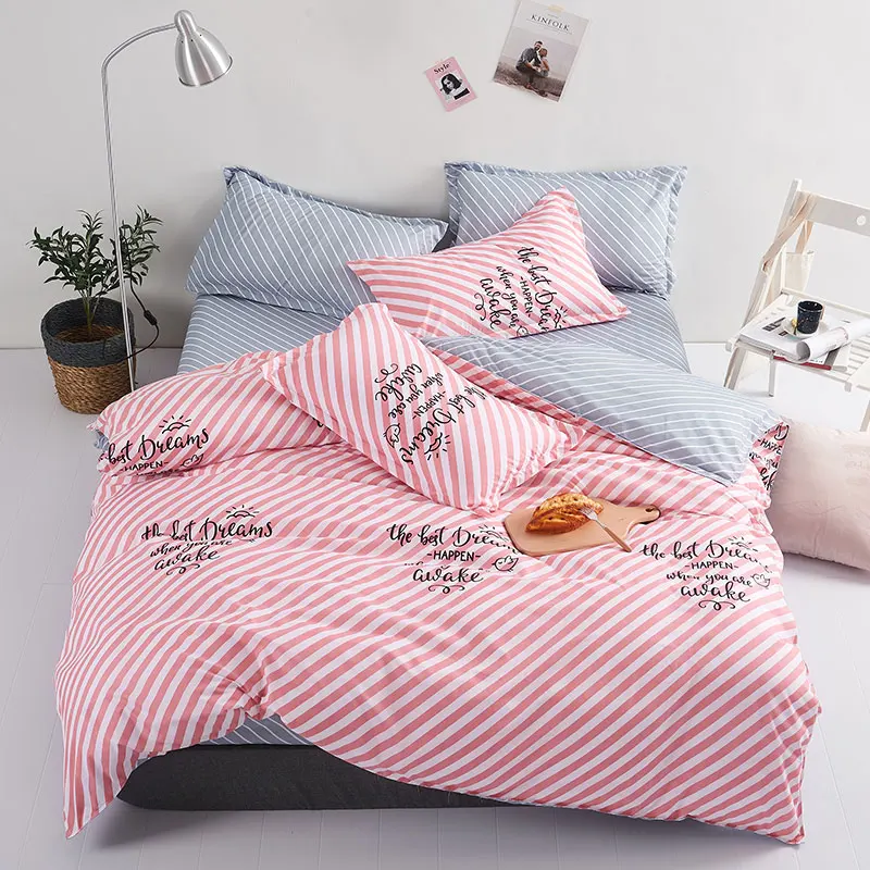 Розовое синее одеяло в полоску комплекты постельного белья роскошный комплект с