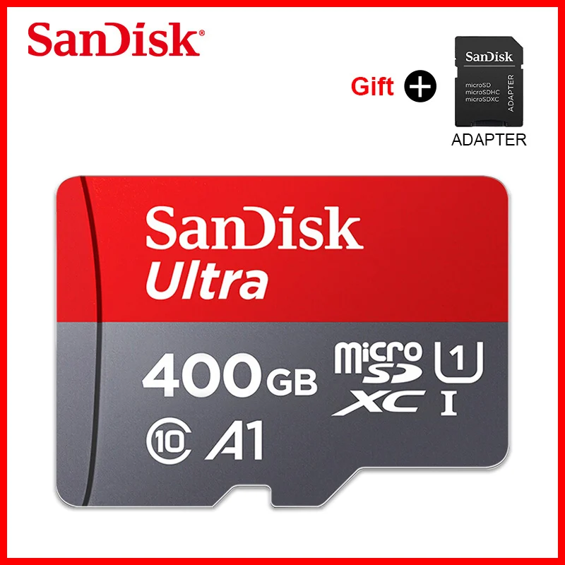 400GB SanDisk Micro SD карта 128 ГБ 32 ГБ 64 Гб 256 Гб 16 Гб 400 Гб карта памяти microSD карта SD/TF мини флеш-карты 200 ГБ класс 10 Бесплатный подарок - Емкость: 400GB