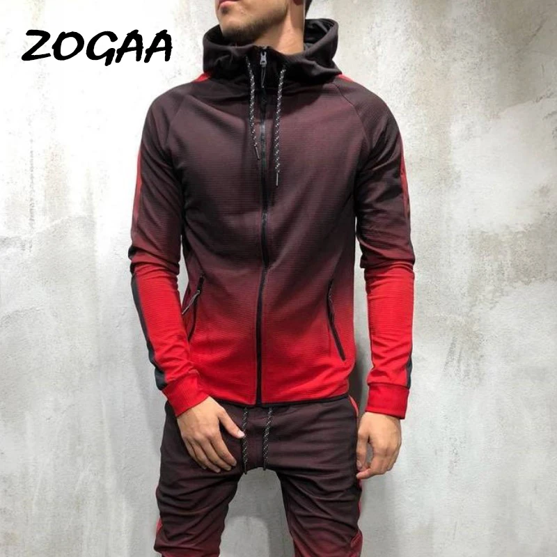 

ZOGAA Sets Men Tracksuit 2 Piece 3D Gradient Color Casual Hoodies Sweatshirt Pants Sportswear Outfits Jogger Leisure Fashion New