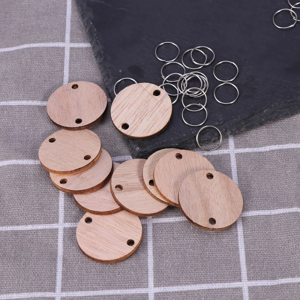 50 шт. круглые кусочки дерева с железными петлями набор для напоминания о дне