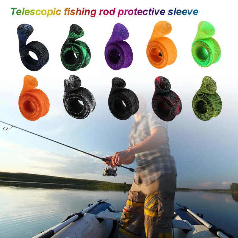 

10PCS/Set Fishing Rod Cover 10 Colors Pesca Rod Sleeves Pole Glove Braided Mesh Protector Fishing Accessories Rod Bag 170cm*32mm
