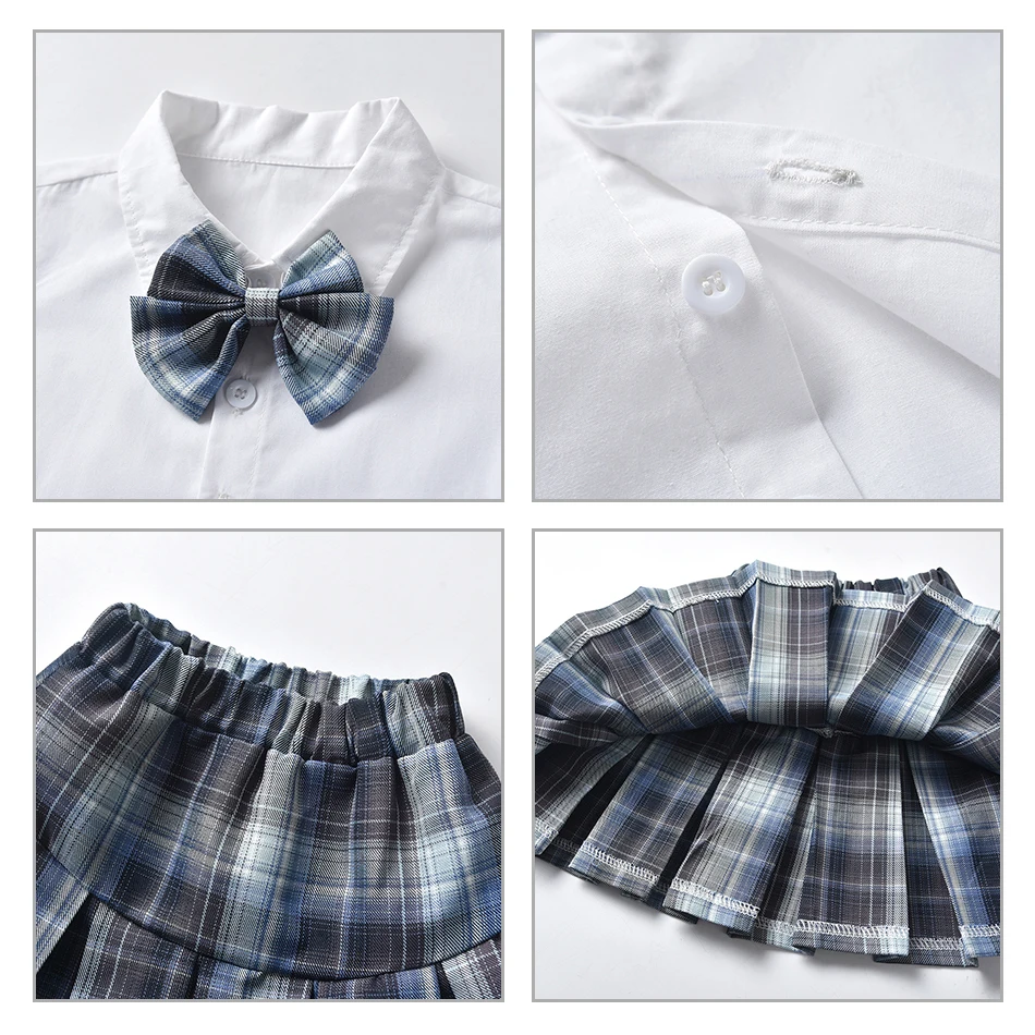 

2021 Summer Children's Casual Sets Baby Girls Short Sleeve T-Shirt Short Pleated Skirt College Style Infant Girls 2Pcs 1-6T