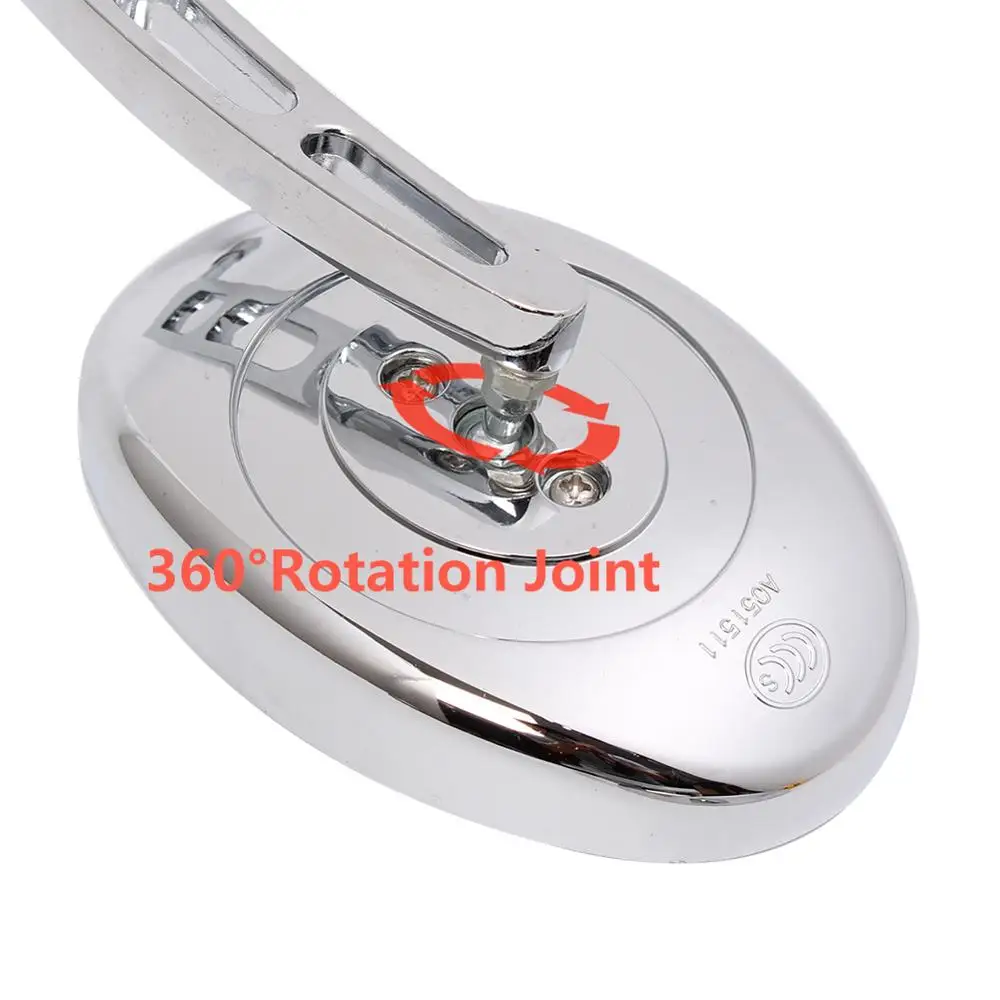

Chrome Motorcycle 10mm Oval Rear View Mirrors Fit For K awasaki H onda Universal Aluminum