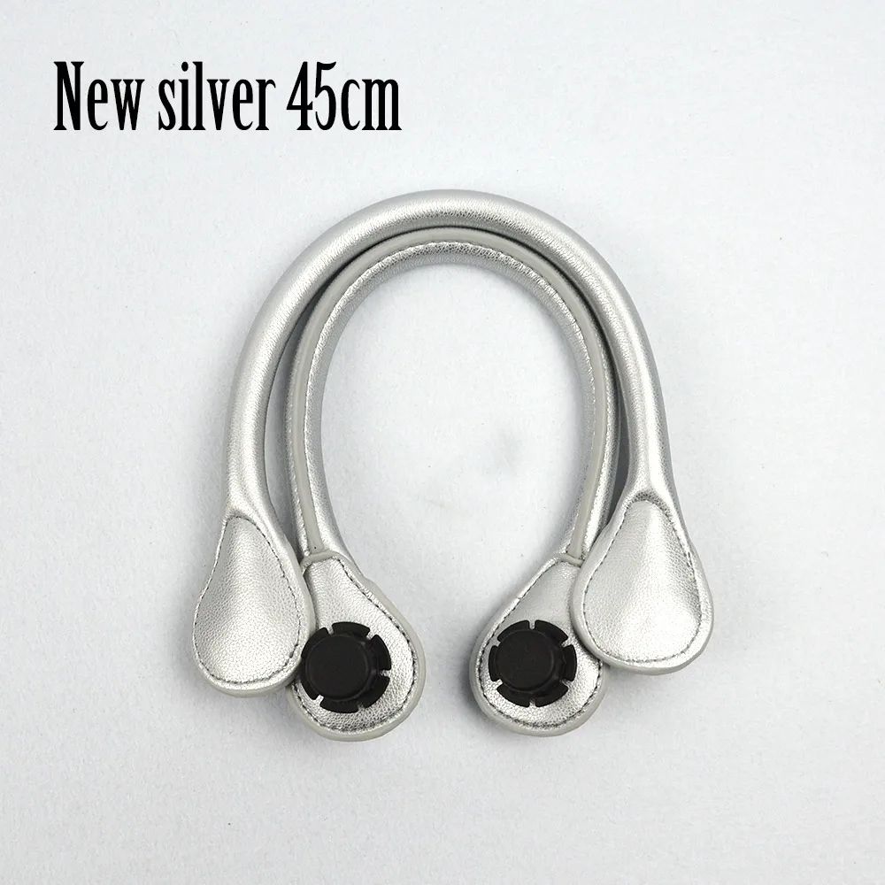 new silver 45cm TANQU короткий длинный круглый Pu искусственная кожа ручка для Obag классический мини O сумка женские сумки на плечо - Цвет: new silver 45cm