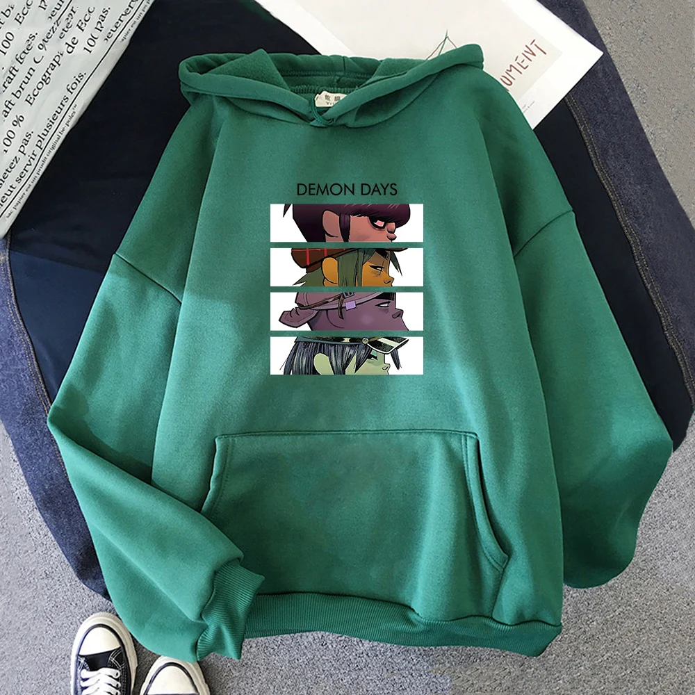 Толстовка с капюшоном музыкальным рисунком Gorillaz топы женская уличная одежда в