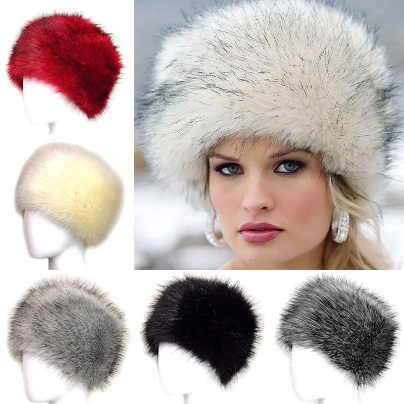 5 Colors Fox Fur Hat Women Winter Outdoor Warm Beanie Cap Fashion Female Fluffy Faux Hat Snow Cap Russian Bucket Cap