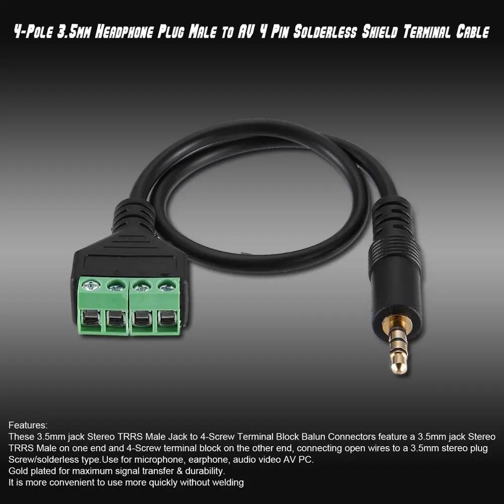 4-полюсный 3 5 мм разъем для наушников AV 4-контактный винтовой пайки щит Винтовые