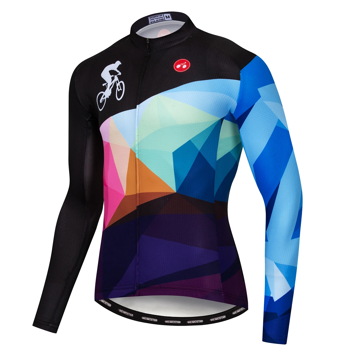 Мужская спортивная одежда Черная майка с длинным рукавом и радужной расцветкой