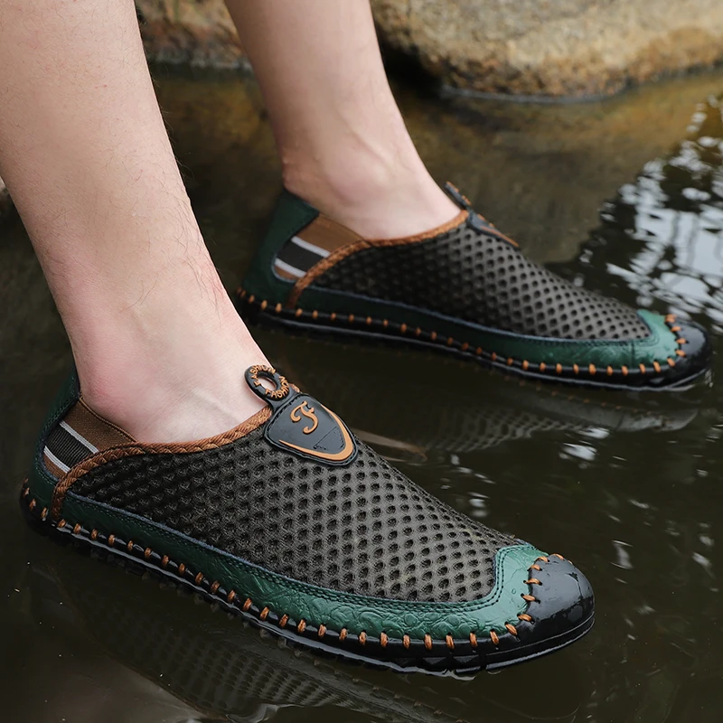 Мужские сетчатые туфли Повседневные Дышащие лоферы мягкая удобная обувь на