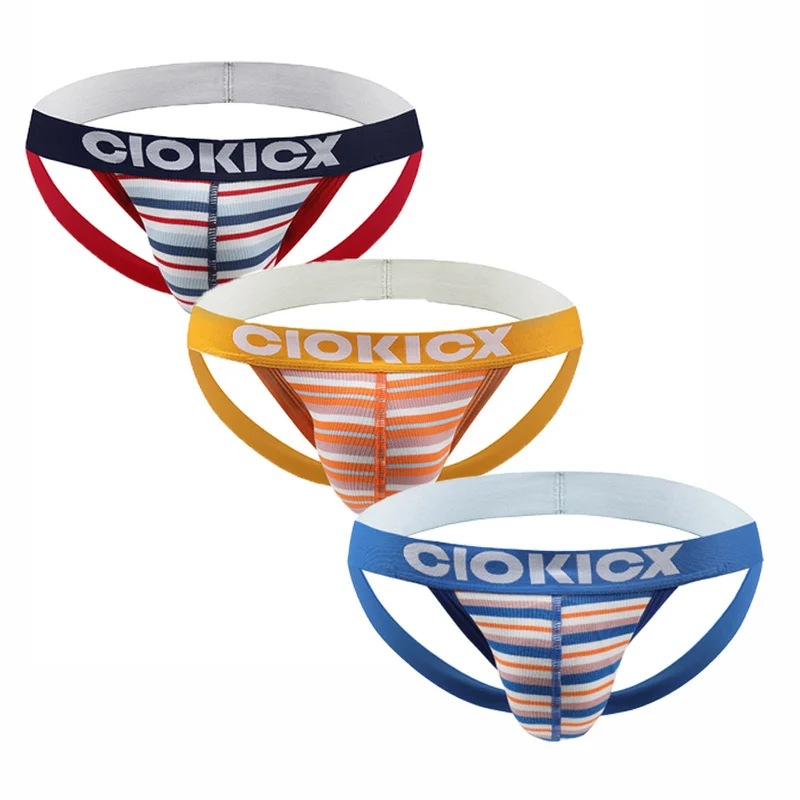 3 шт./лот хлопковое нижнее белье в полоску сексуальные гей-стринги стринги бандаж