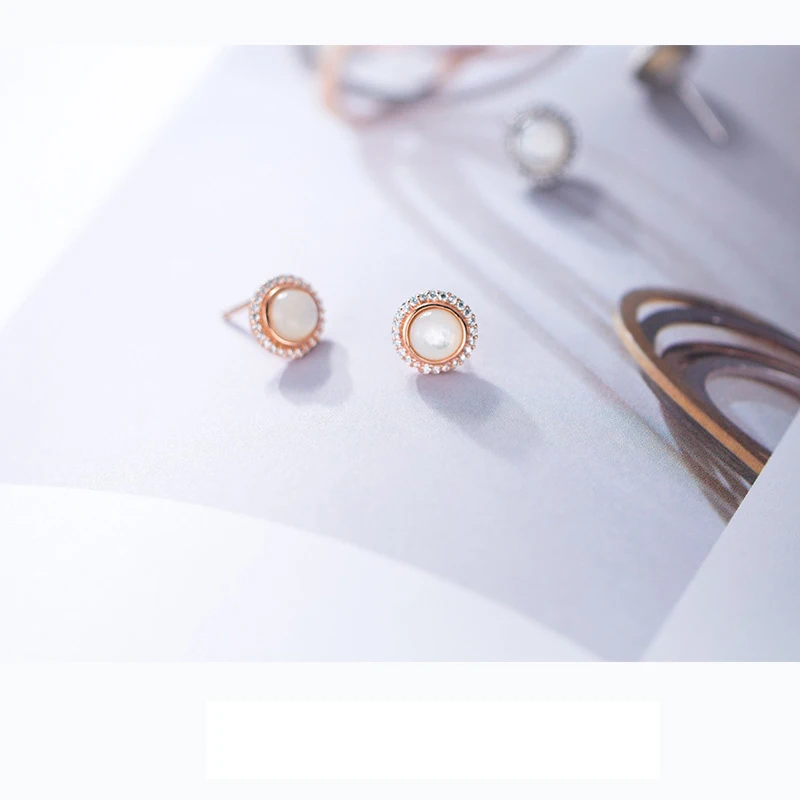 Женские серьги гвоздики ElfoPlataSi круглые из стерлингового серебра 925 пробы с опалом