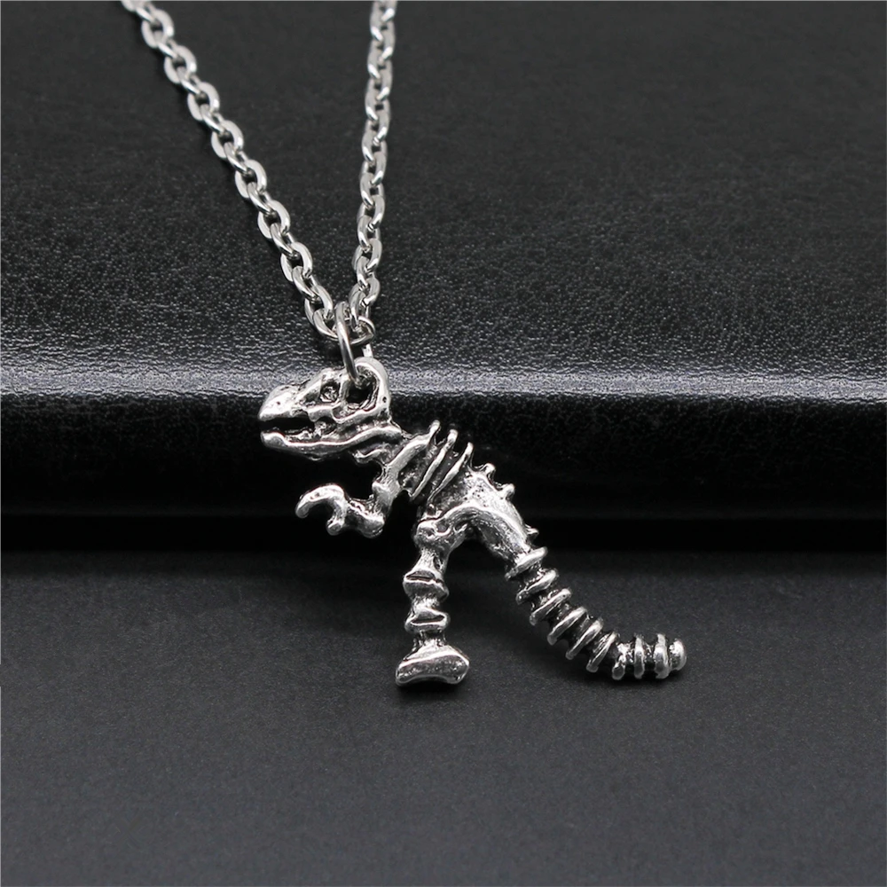 Модное ожерелье с подвеской в виде скелета динозавра 26x16 мм античном стиле
