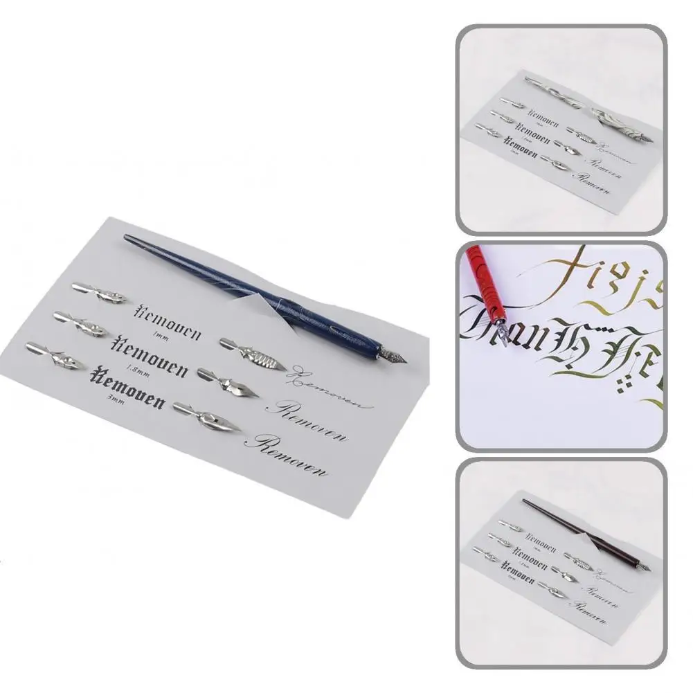 

1 Set Dip Writing Pen Portable Wooden Wear-Resistant Professional Fountain Pen Set for Students Dip Ink Pen Dip Pen