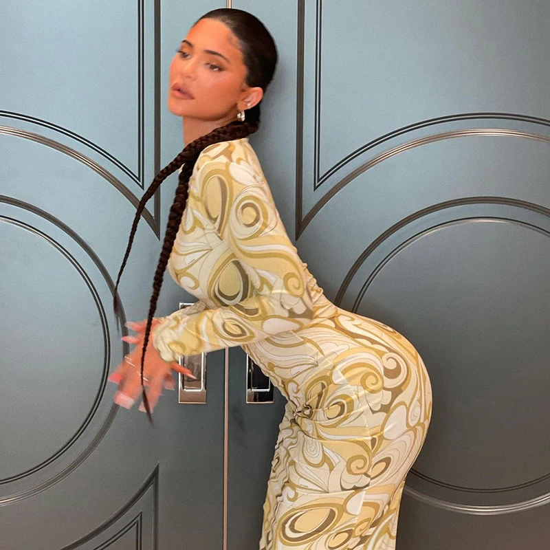 Женское Повседневное платье с длинным рукавом модное облегающее длинное