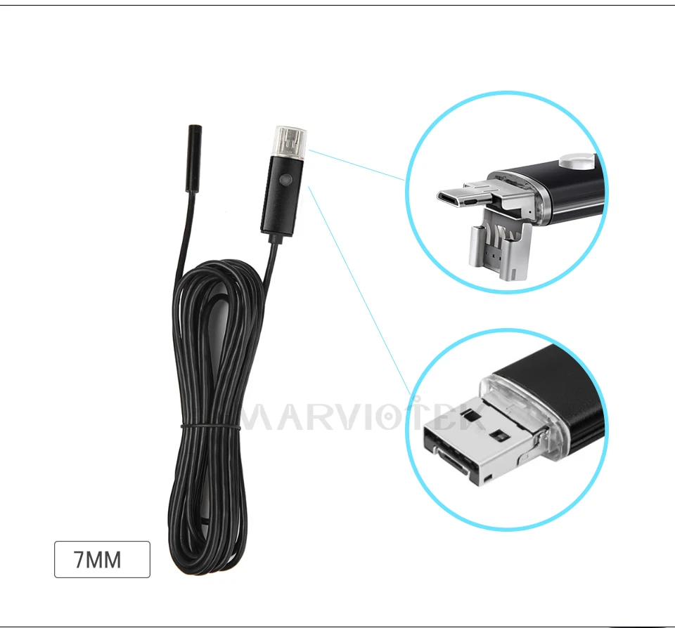 Эндоскоп Android USB эндоскоп Камера 7 мм 2 в 1 предмет Android телефон эндоскопа USB эндоскоп инспекционная мини Камера 1/2/5/10m
