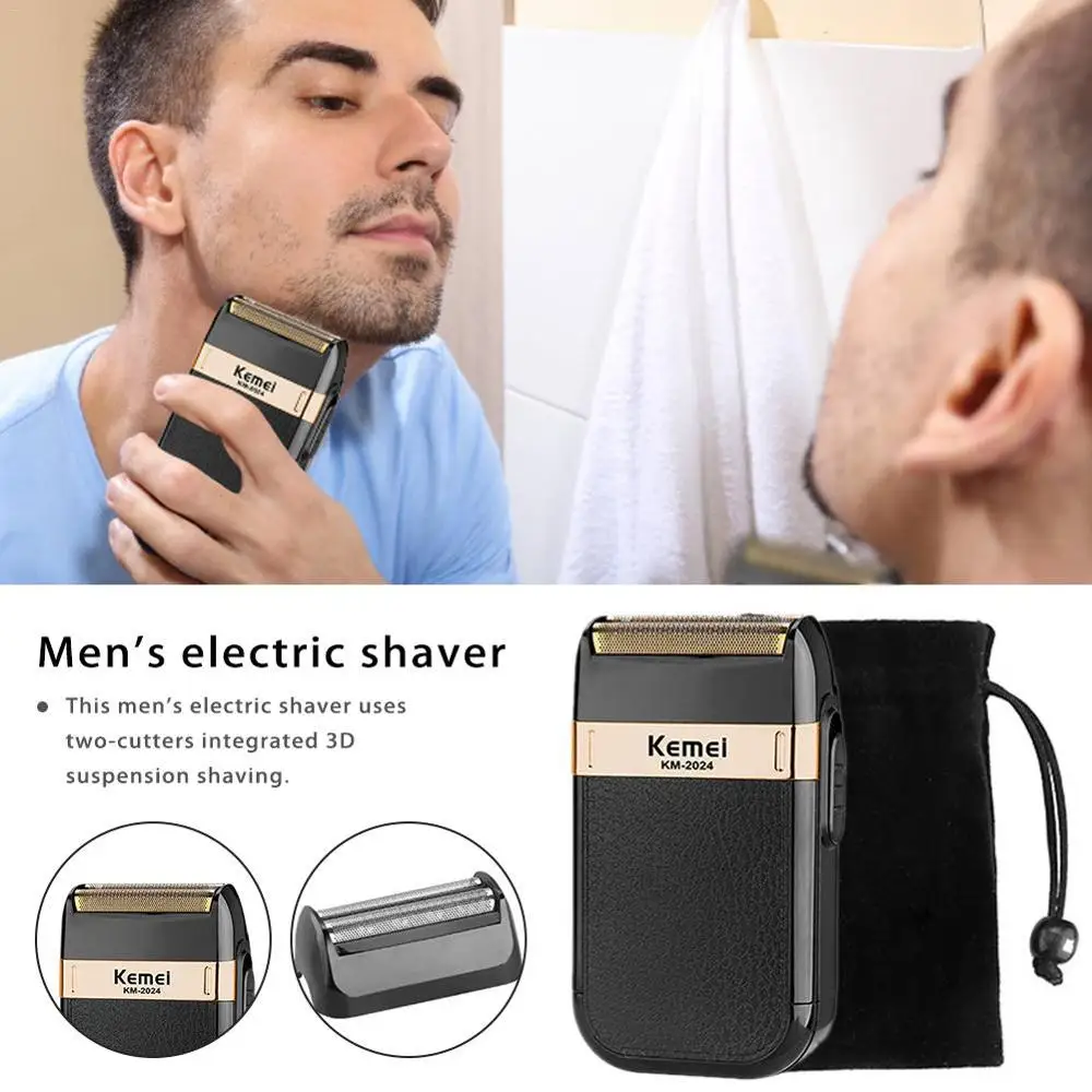

Kemei Rechargeable Cordless Shaver for Men Twin Blade Reciprocating Beard Razor Face Care Multifunction Trimmer KM-1102/2024