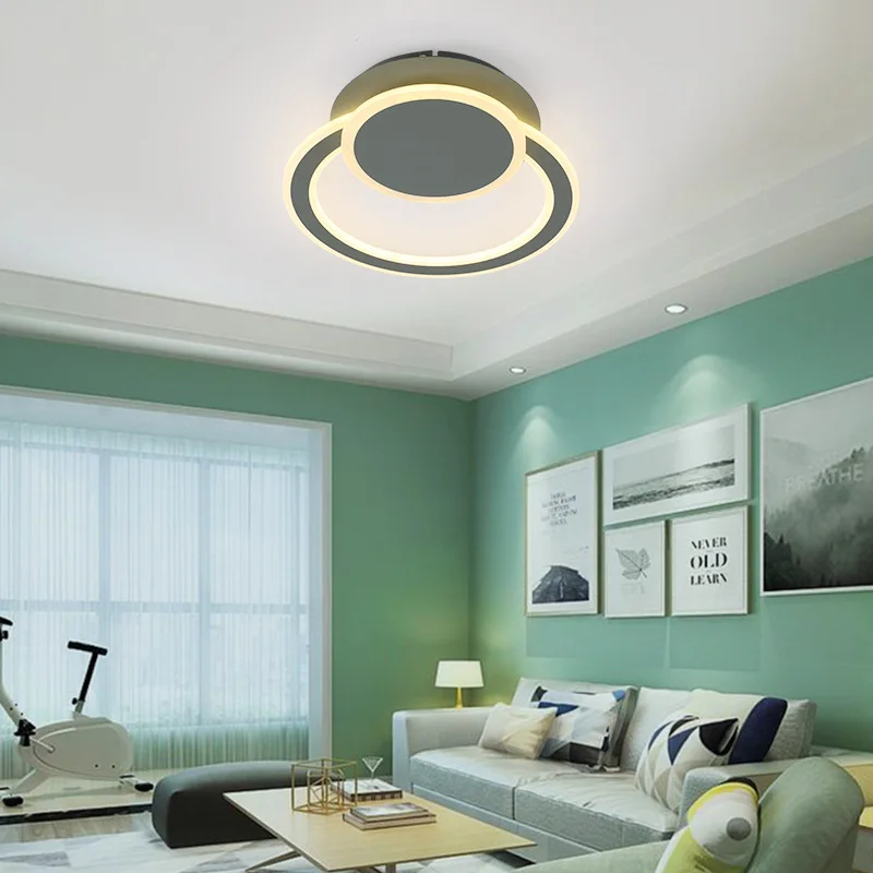 

Новая акриловая Светодиодная потолочная лампа, современный минималистичный круглый светильник для спальни, вращающийся комнатный светиль...