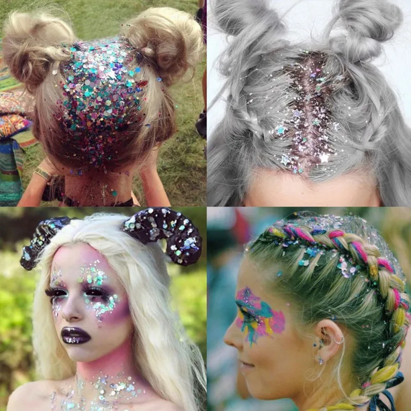 Фестиваль Танцевальная вечеринка макияж тени для век блестки пайетки глаз и лица