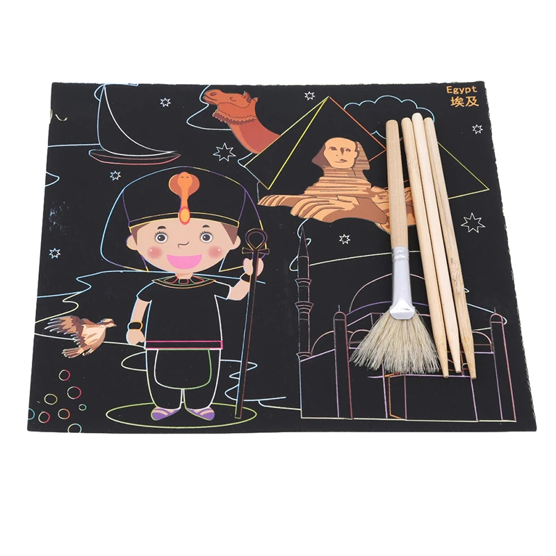 

23.5x21cm Scratch Art Paper Magic Painting Paper with Drawing Stick For Kids Toy Colorful Drawing Toys