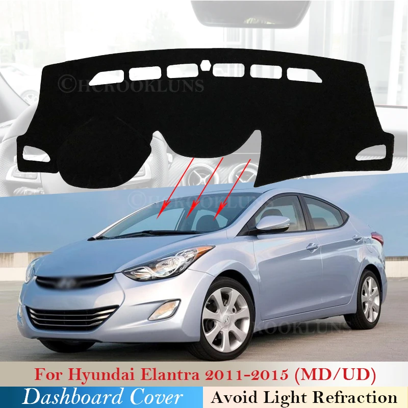 Защитная накладка на приборную панель для Hyundai Elantra 2011 2012 2013 2014 2015 MD UD Avante
