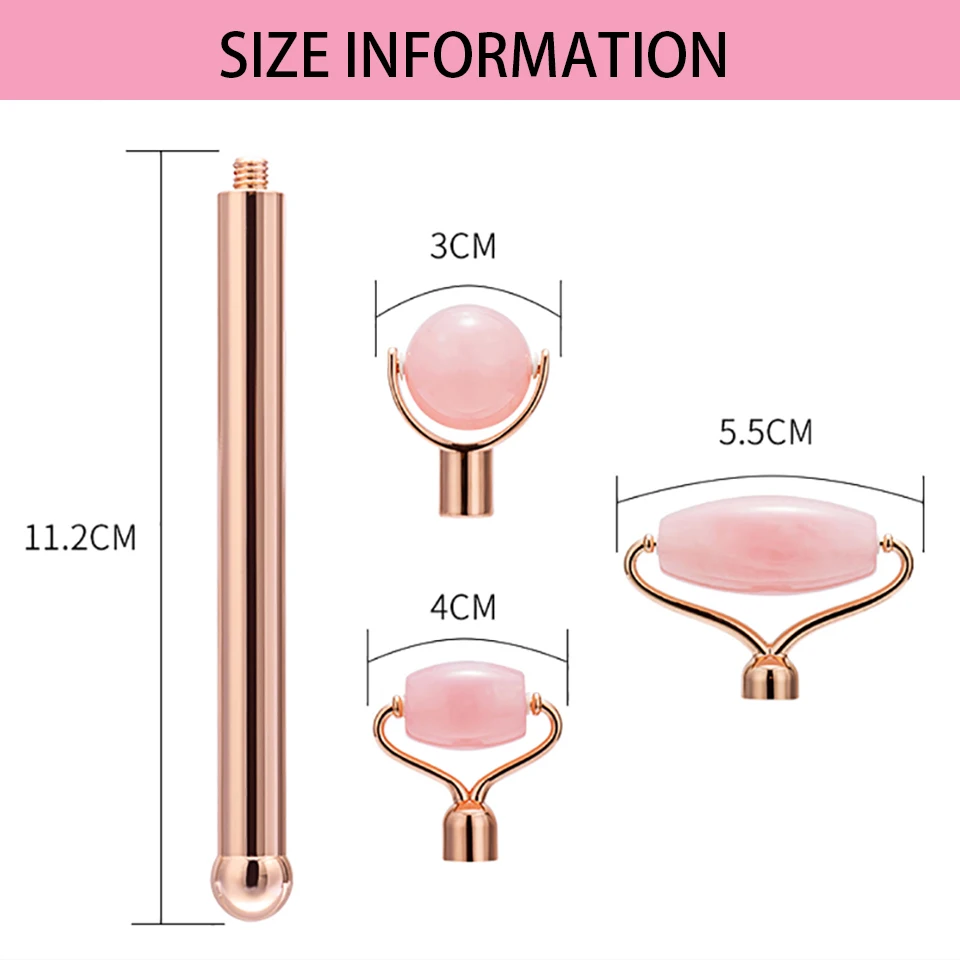 3 в 1 розовый КВАРЦЕВЫЙ роликовый массажер лица Натуральный Нефритовый камень для