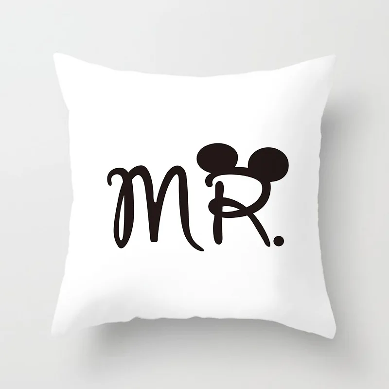 

Heart Pillowcase Throw Cover Mr and Mrs Cushion Cover Printed Waist Pillowcase for Home Sofa Living Rome Decorative Pillow