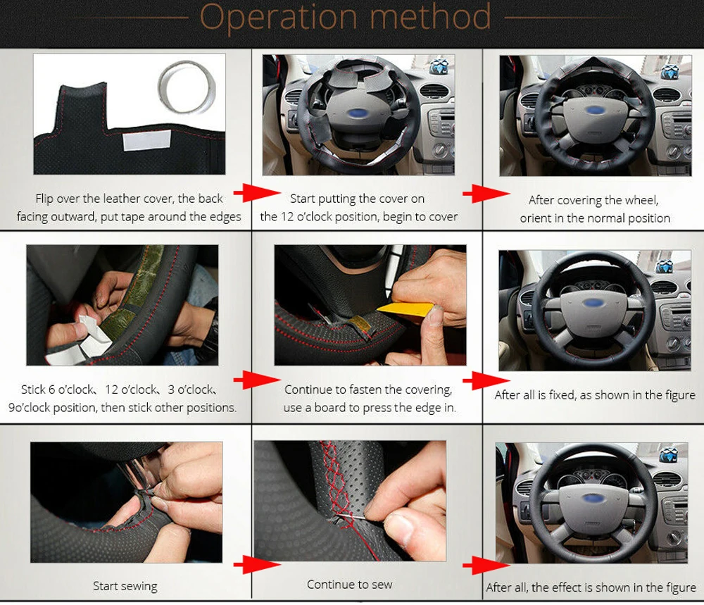 

For BMW X3 F25 F32 F33 F36 X1 X2 Car Steering Wheel Cover Black PU Carbon Fiber