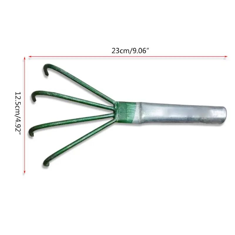 

Agricultural Carbon Steel Four-toothed Tines Rake Small Handle Peanut Lawn Leaf Tweezers Garden Tools W0YD
