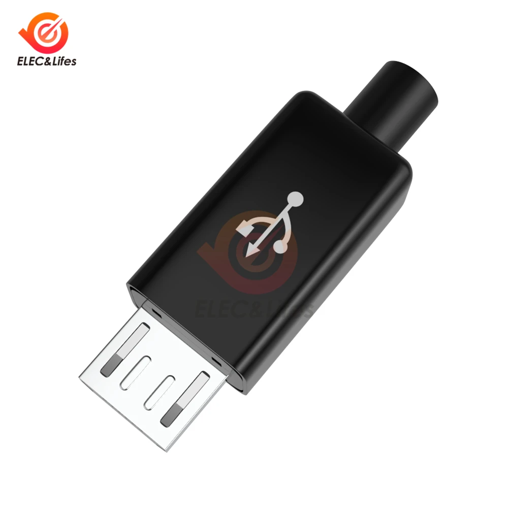 10 шт./компл. 4 в 1 сделай сам Micro USB штепсельная вилка с покрытием черный кабель для