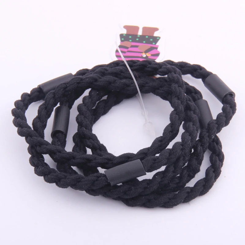 FQ31black 5 шт., высокоэластичные резинки для волос для женщин, Мягкие Твердые кольца для волос, конский хвост, тип резьбы, резинка для волос, эластичные резинки, доступ к петлям - Color: FQ31black