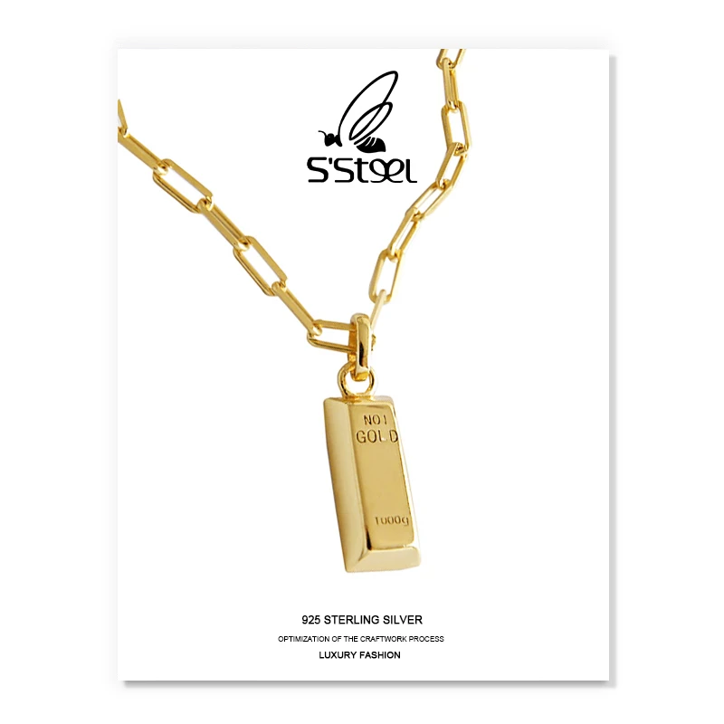 S'STEEL 925 пробы Серебряные кулоны золотые Cadenas де Плата Mujer Свадебные подарки для