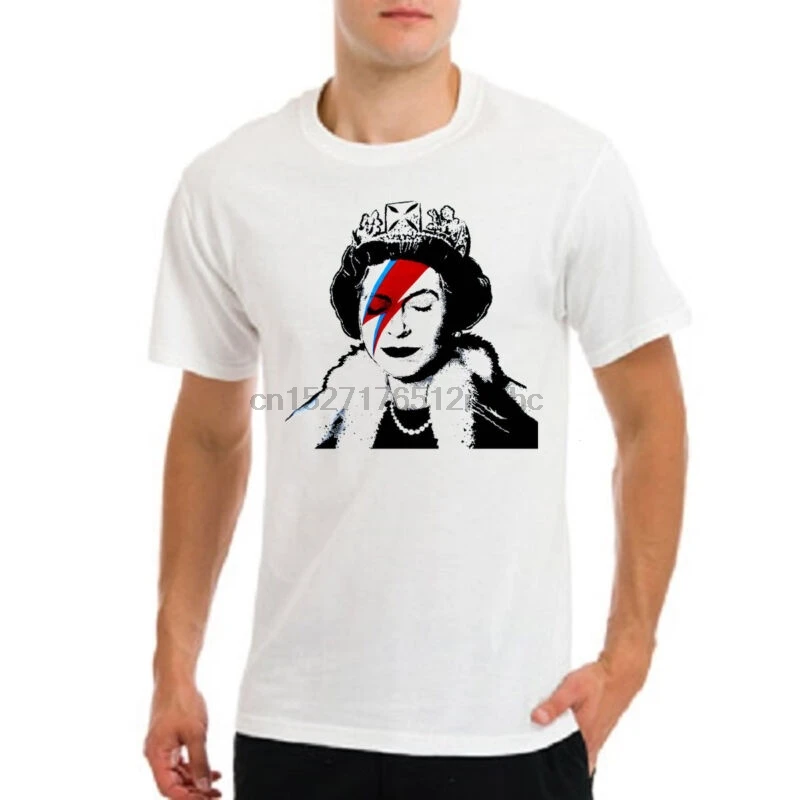 Queen Elizabeth 2 2nd II Юнайтед kingdon Великобритания Давид Боуи slash T-Shirt | Мужская одежда