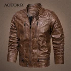 Мужская мотоциклетная куртка из искусственной кожи, повседневная байкерская куртка на молнии с вышивкой, флисовая куртка для осени и зимы, 2021