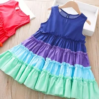 girls clothes 2022 summer new girls fashion patchwork dress kids vest dresses girl clothes flower girl dresses
