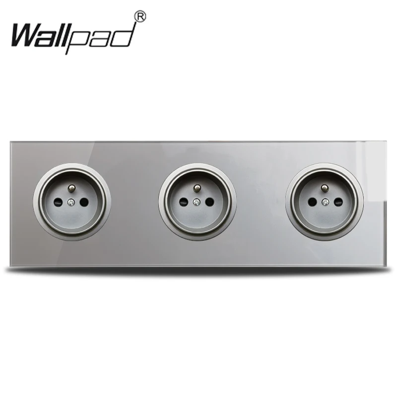 Wallpad L6 Тройная 3 банда французская розетка с контактом серая панель из