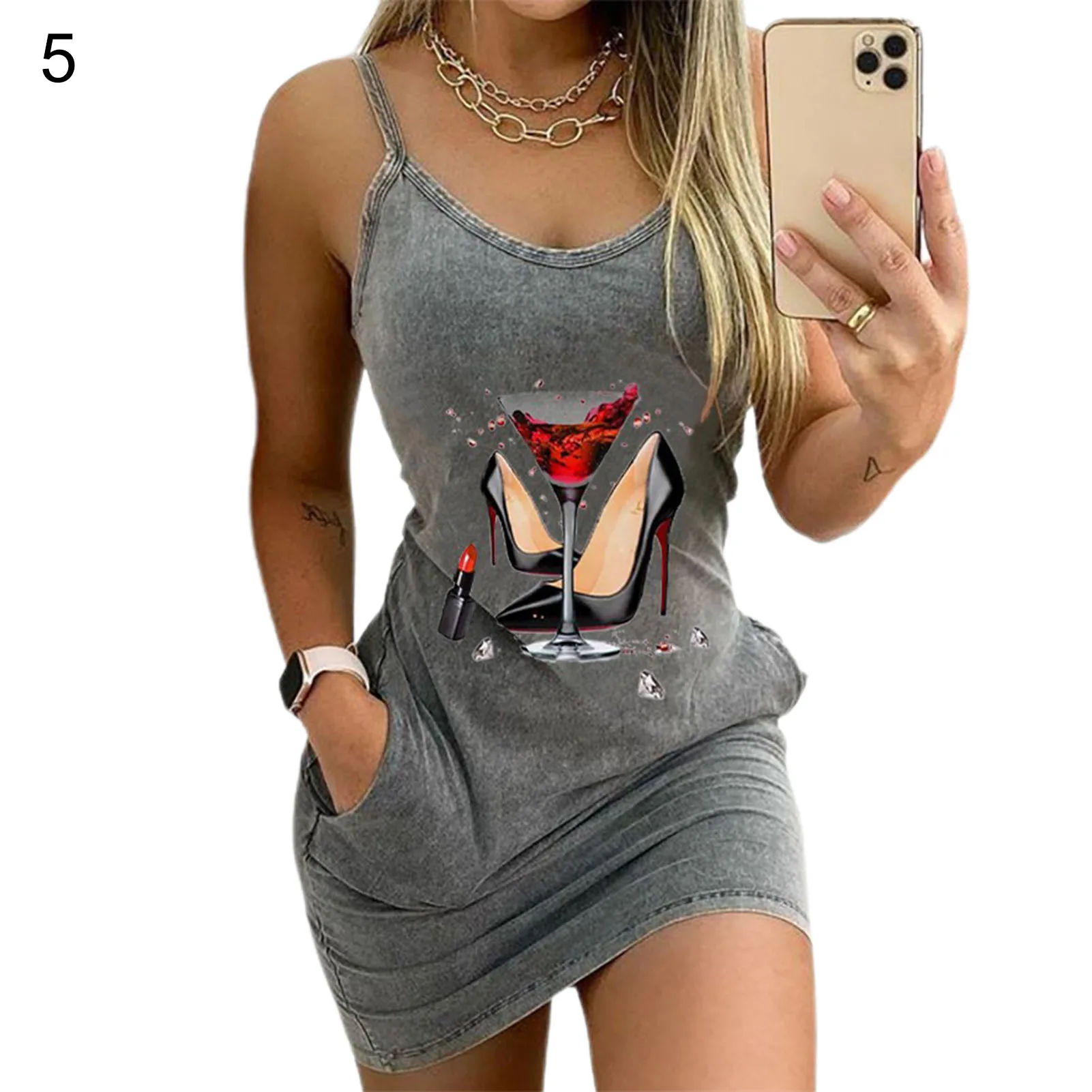 

2021 Summer Fashion Letter Print Sleeveless Pocket Dress Sexy Backless Strap Mini Dress Lady Casual O Neck Women Party Dress 2XL