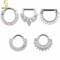 cubic zirconia nose hoops septum clickers daith earrings titanium piercing body jewelry 16g ear cartilage helix lobe rings