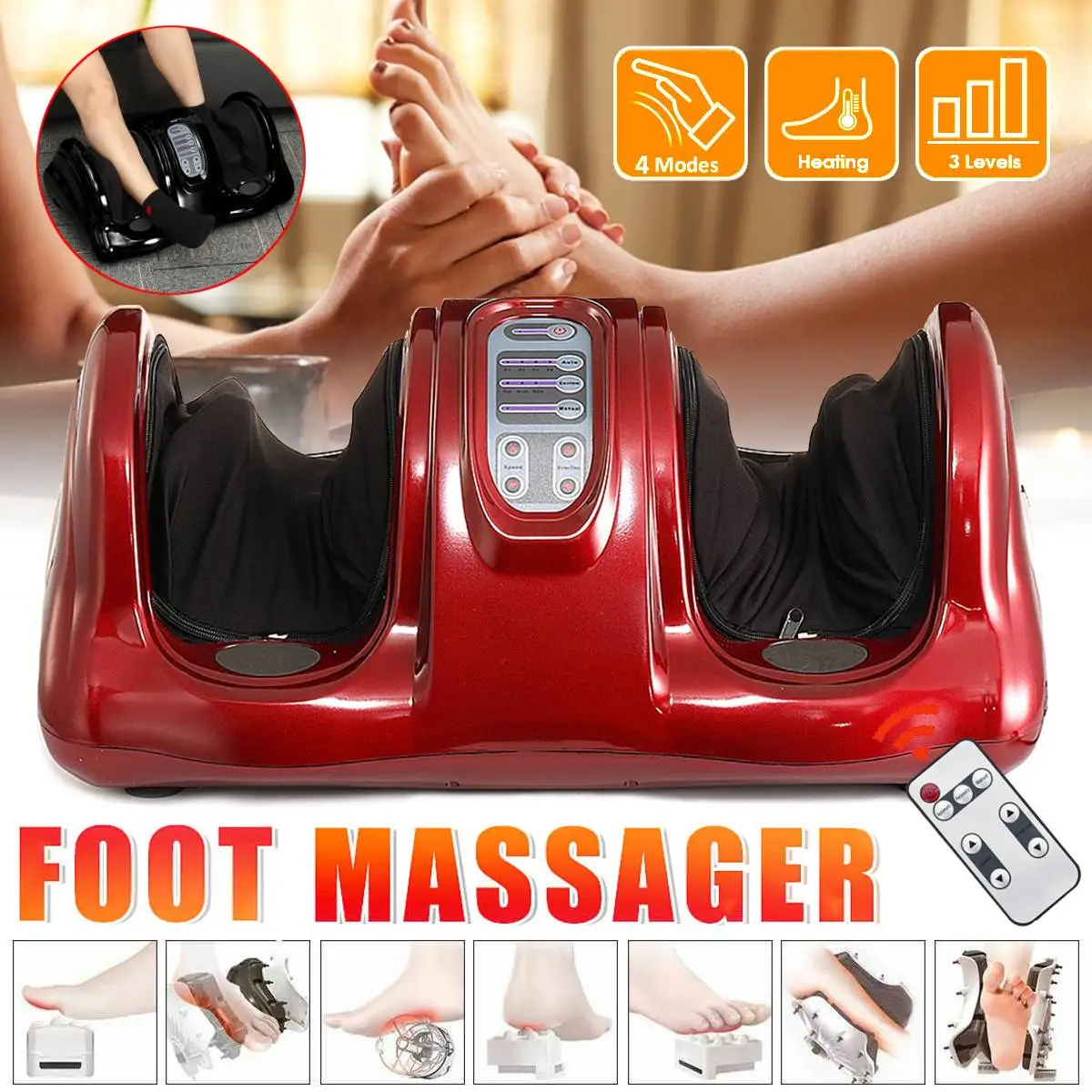 Foot Massager Machine Shiatsu Leg Massager, Therapeutic Reflexology Calf, Nerve Pain, Deep Kneading, High-Intensity Rollers