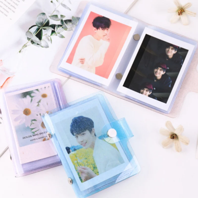 

36 Photos Photo Album 3 inche Mini Photo Holder Business Card Bag Sequins Holds Jelly Color Transparent Glitter Card Holder