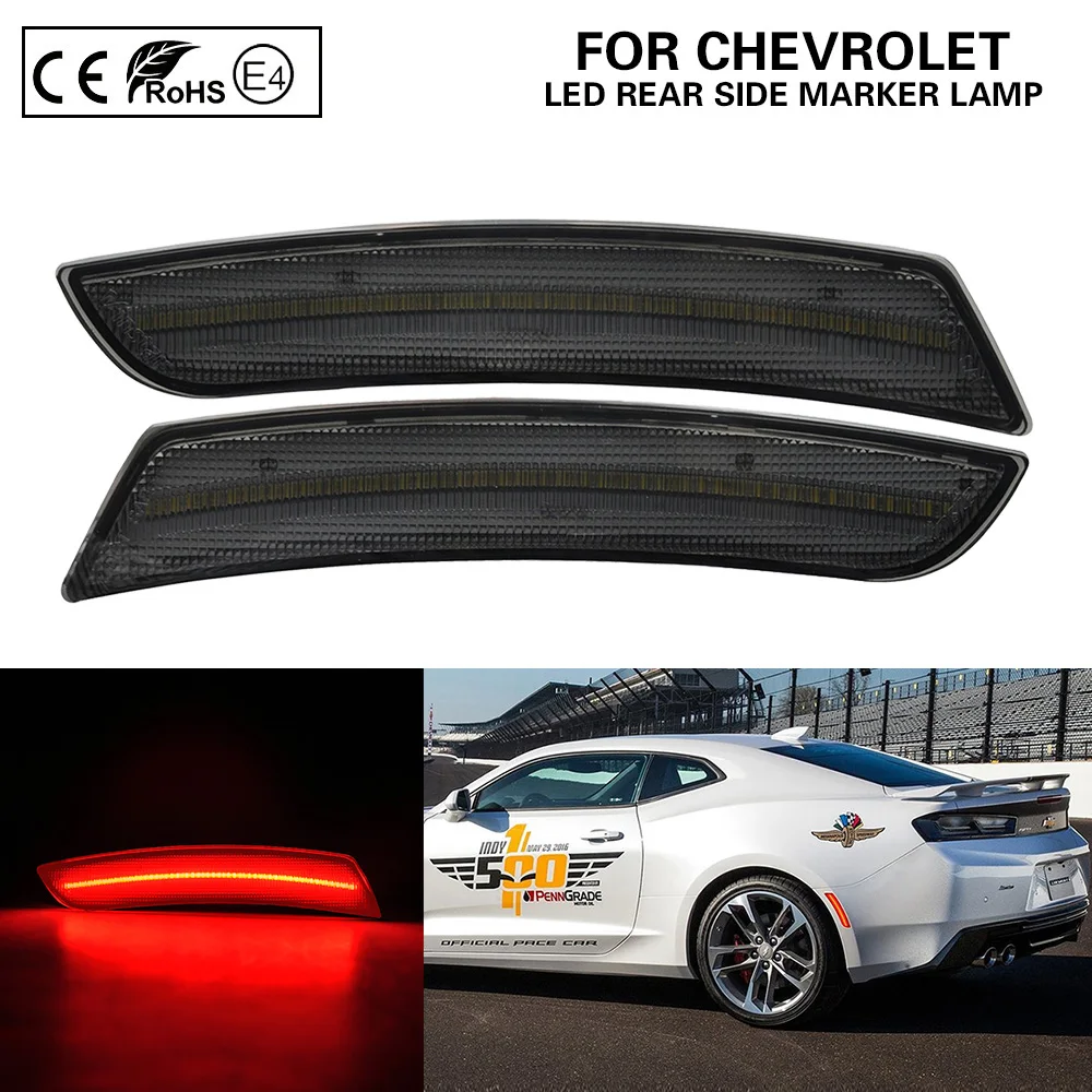 

Pair Smoke lens LED rear side marker light lamp Red US Version for CHEVROLET CAMARO 2016-2019