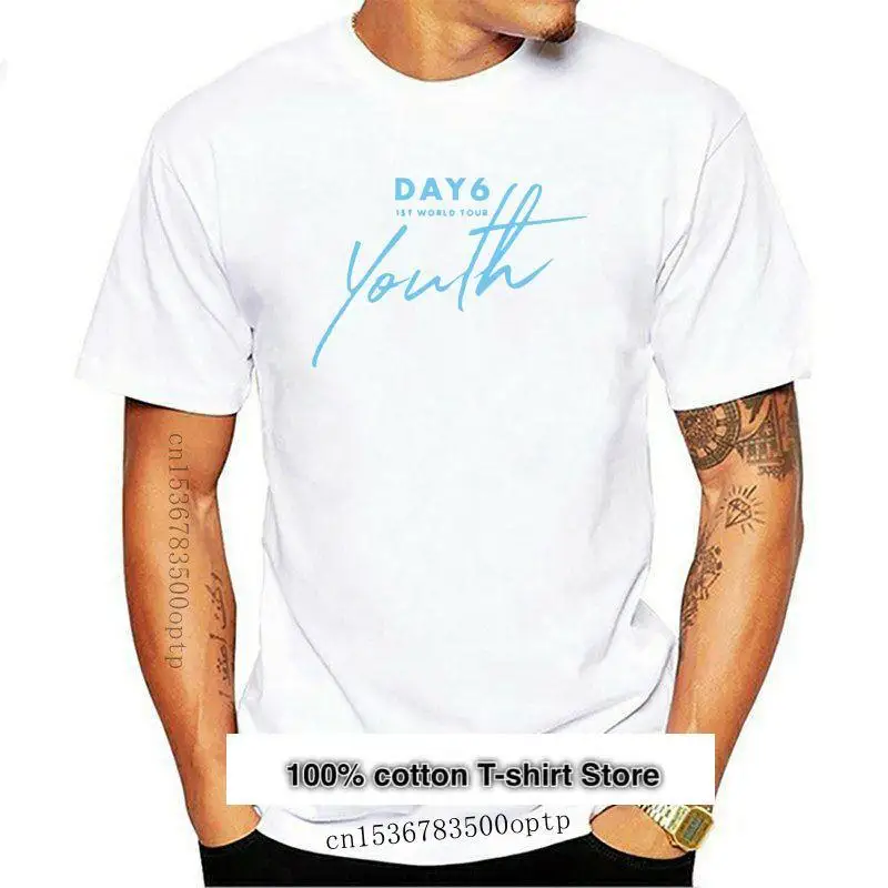 

Camiseta de algodón con cuello redondo para jóvenes, ropa Coreana de manga corta, estilo coreano, KPOP DAY6 1ST WORLD TOUR