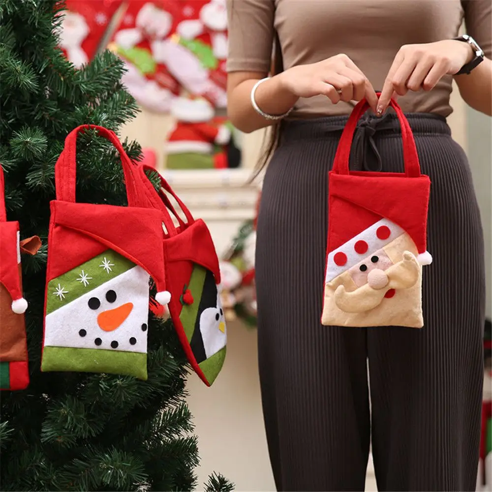 

Creative Merry Christmas Candy Bags Cartoon Christmas Santa Pants Gift Treat Bags Snowman Snack Packet Womens Handbags