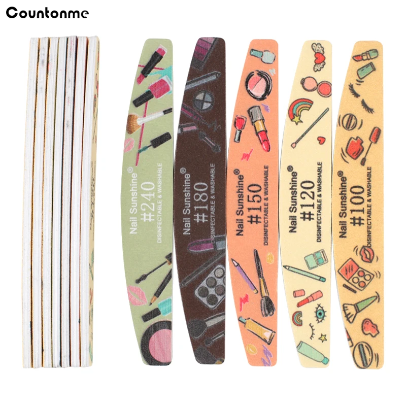 

5Pcs/10Pcs New Style Nail Files For Manicure Colorful Sandpaper 100/100 180/180 240/240 Emery Board Washable Nails Accessories