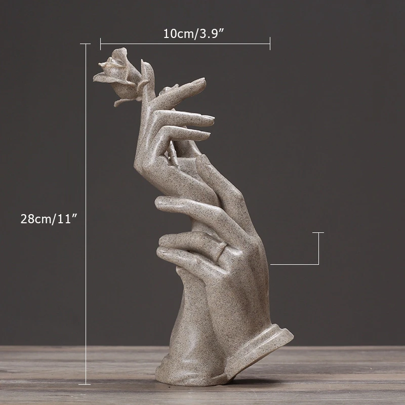 

Unique Rose Hand Figurines Decoration Craft Home Decoration Accessories Resin Ornament Drawing Room Office Sandstone Statue