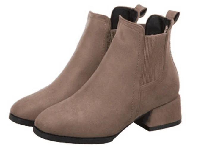 Autumn Winter Boots women Camel Black Ankle For Women Thick Heel Slip On Ladies Shoes | Обувь