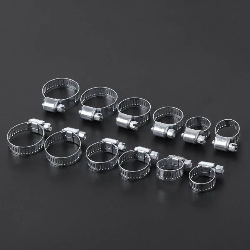 

12 Pcs / Set Screw Band Hose Clamps Adjustable Fuel Line Worm Gear Clip Hardware