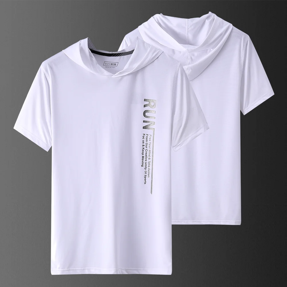 

2021 Running T-Shirt Summer Men's With Hat Short Sleeve Breathable T-Shirts Gym Clothing Quick Dry Leisure Training Sports Shirt