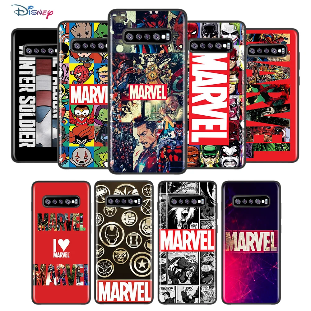 

Marvel Avengers Logo For Samsung Galaxy S21 S20 FE Ultra S10 Lite S9 S8 Plus S7 5G Soft TPU Silicone Black Cover Phone Case