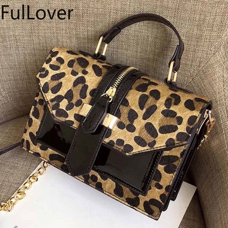 

Female Handbags 2021 New Retro Fashion Leopard Print Portable Square Shoulder Bags Chain Messenger Bags Large Capacity Bags
