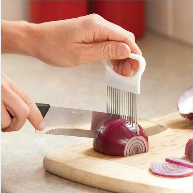 

Kitchen Gadgets Stainless Steel Onion Slicer Tomato Vegetables Safe Fork vegetables Slicing Cutting Kitchen Accessories Tools